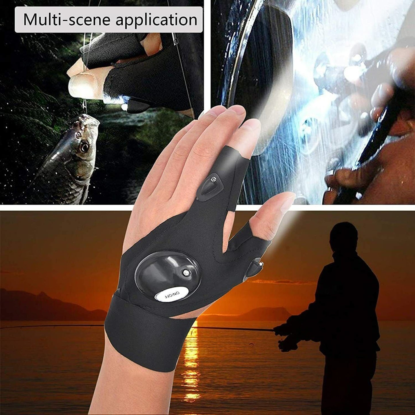 LED Flashlight Glove - Hands-Free Light for Repair, Fishing, Camping & Hiking